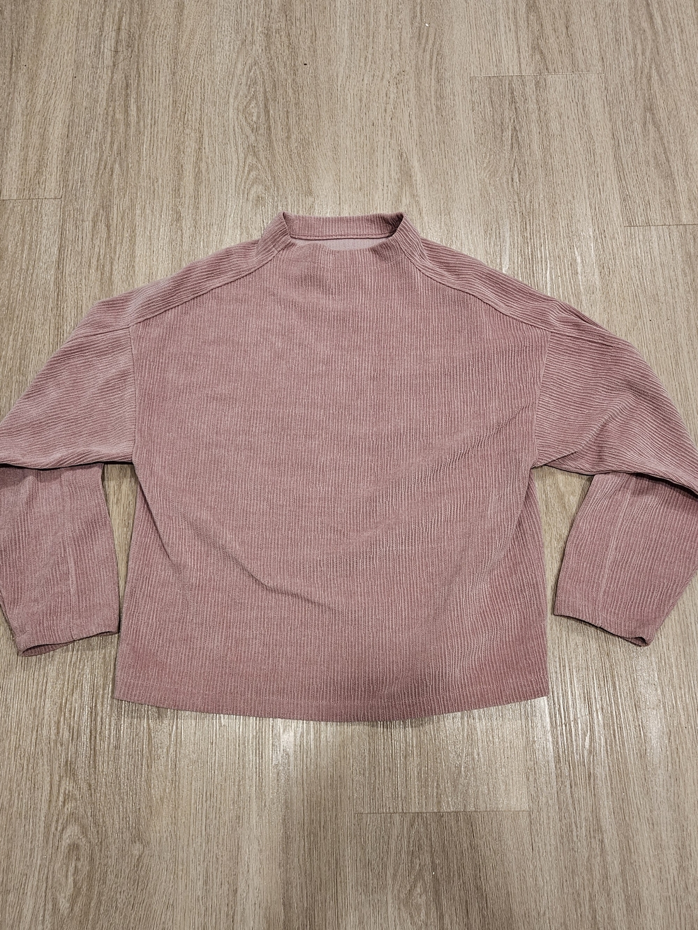 Madewell Texture & Thread Velour Corduroy Mock Neck Top Pink Mauve Size S